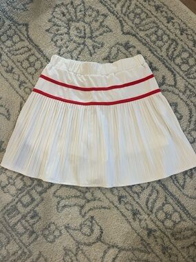 L’ETOILE Sport White Pleated Skirt with Red Trim